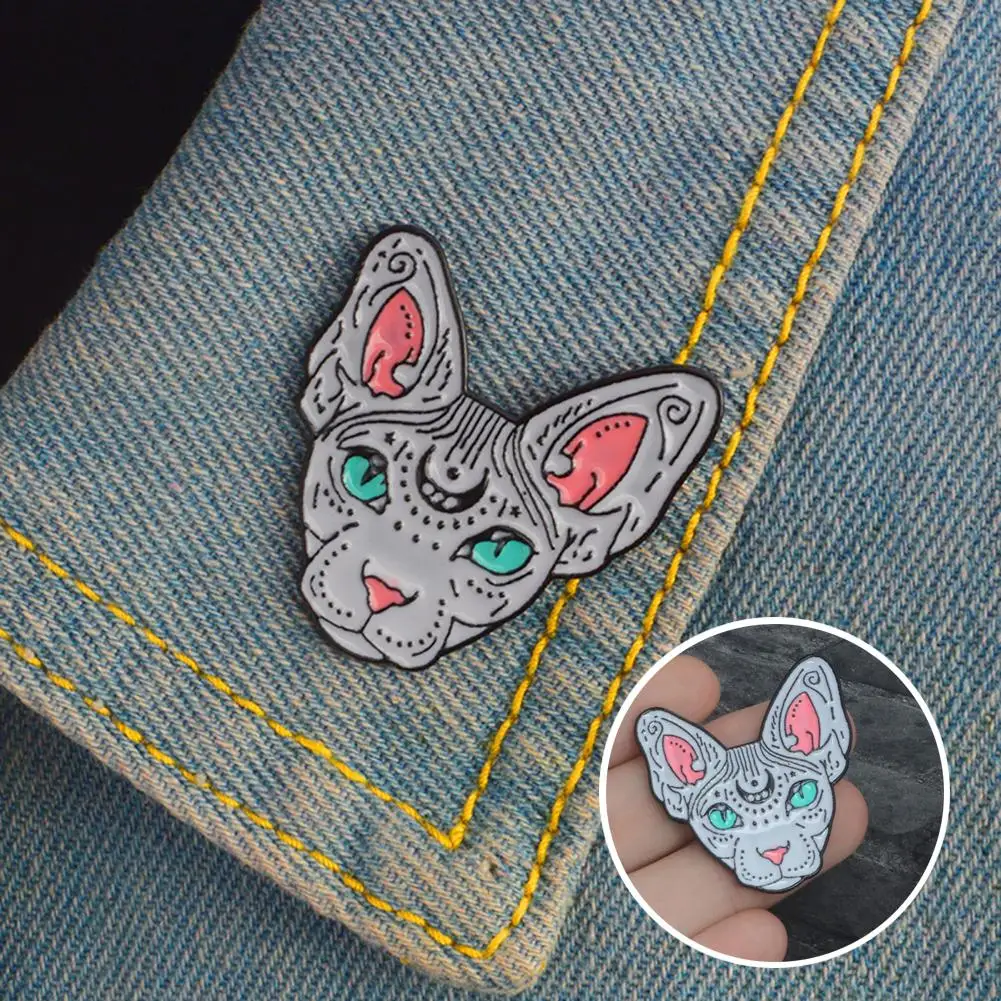 

Cool Men Women Cat Lapel Brooch Pin Enamel Coat Jacket Denim Badge Jewelry