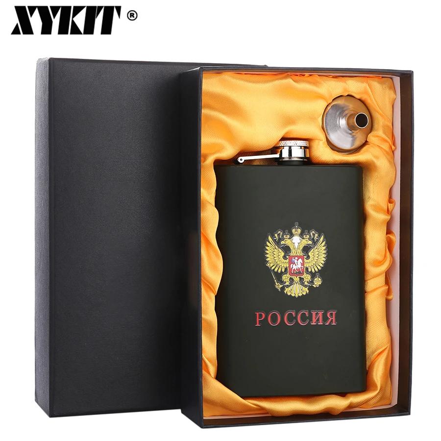 XYKIT 9 oz советская эмблема узор Военная фляга мини Armygreen нержавеющая сталь открытый
