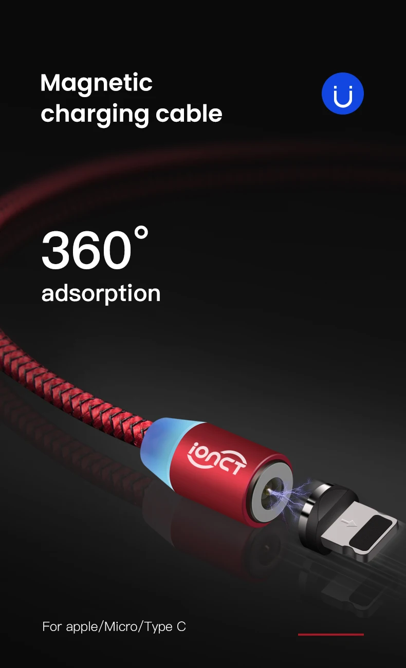 IONCT Магнитный кабель Micro USB кабель нейлоновый магнит Быстрая зарядка для айфона Android шнур для зарядки телефона кабель usb type c провод для зарядки устройство кабель Microusb магнитная зарядка