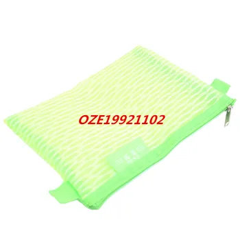 

1PCS Office School Nylon Mesh Design Zipper Closure File Bag Document Holder Green