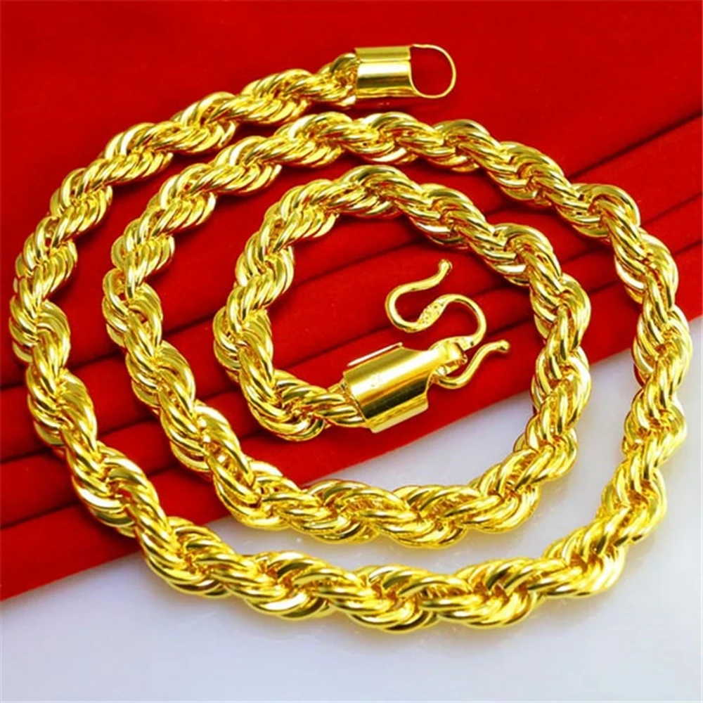 Витая Цепочка Желтое золото Заполненные женские мужские ожерелья|men necklace|gold
