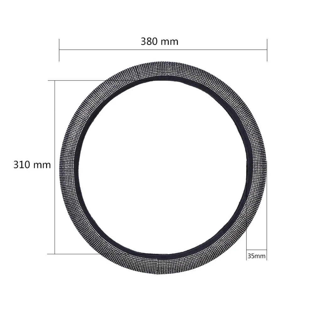 Автомобильный Блестящий бриллиантовый женский чехол для рулевого колеса автомобиля грузовика Мягкий Нескользящий Чехол для автомобильного рулевого колеса 38 см