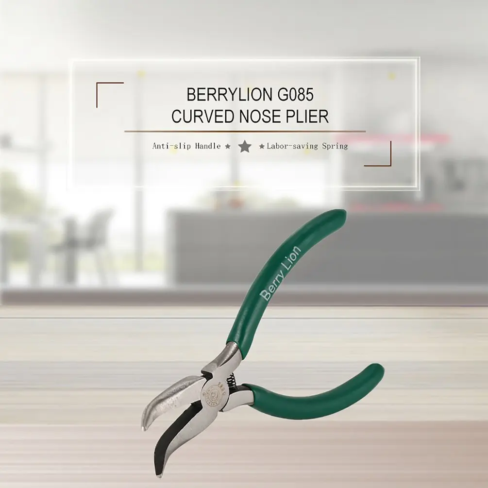 BERRYLION G085 5 externa curva alicates larga aguja curvada Mini Reparación de mano DIY herramienta de precisión artesanal de Pinzas
