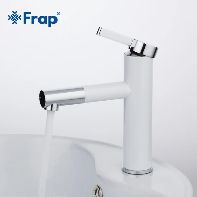 Frap New Arrival White Spray Painting bath sink faucet Bathroom cold and hot tap Crane with Frap New Arrival White Spray Painting bath sink faucet Bathroom cold and hot tap Crane with Aerator 360 Rotating F1052-14/15