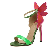 2016 star with super beautiful butterfly wings fantasy nightclub shoes mixed colors fine with high heels sandals w795