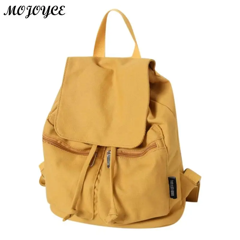 قماش ظهره أسلوب بسيط النساء حقائب الكتف مدرسة حقيبة ل في سن المراهقة فتاة الإناث لون نقي الرباط الظهر 4 ألوان