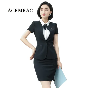 

ACRMRAC Women's suits The New Summer suit Short suit Pure color Slim Shawl Collar jacket pants Commerce OL Formal Pant Suits