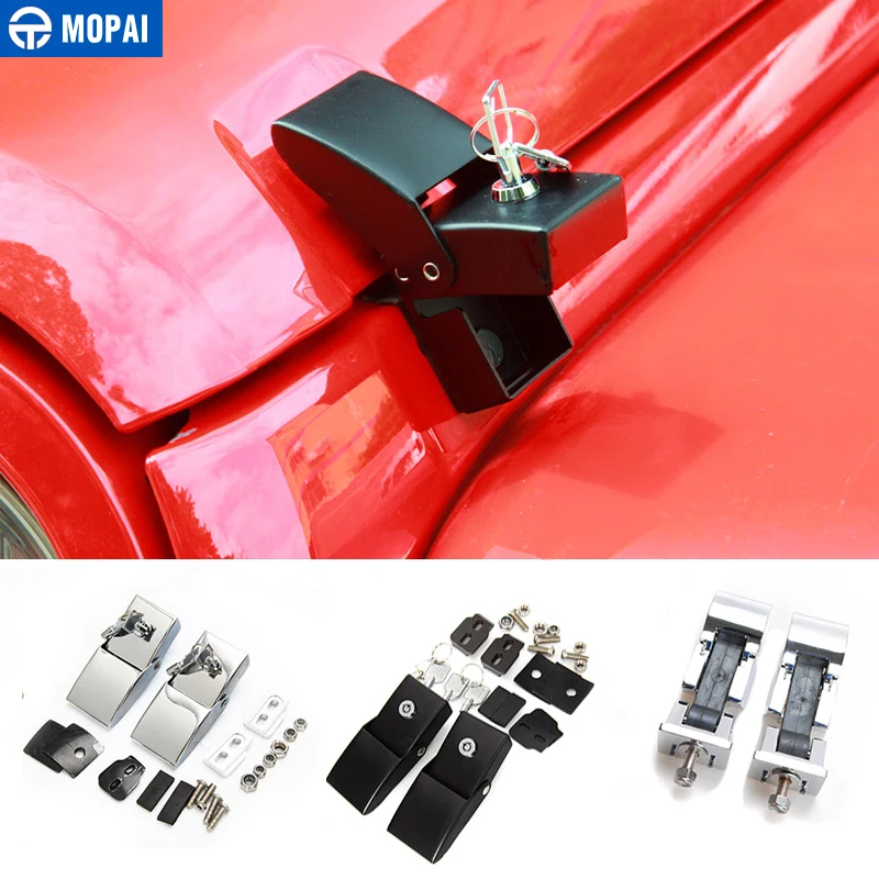 MOPAI Metal Car Exterior Lock Hood Latch Catch Set With Lock Decoration For Jeep Wrangler JK JL Engine Cover Car Styling MOPAI Metal Car Exterior Lock Hood Latch Catch Set With Lock Decoration For Jeep Wrangler JK JL Engine Cover Car Styling
