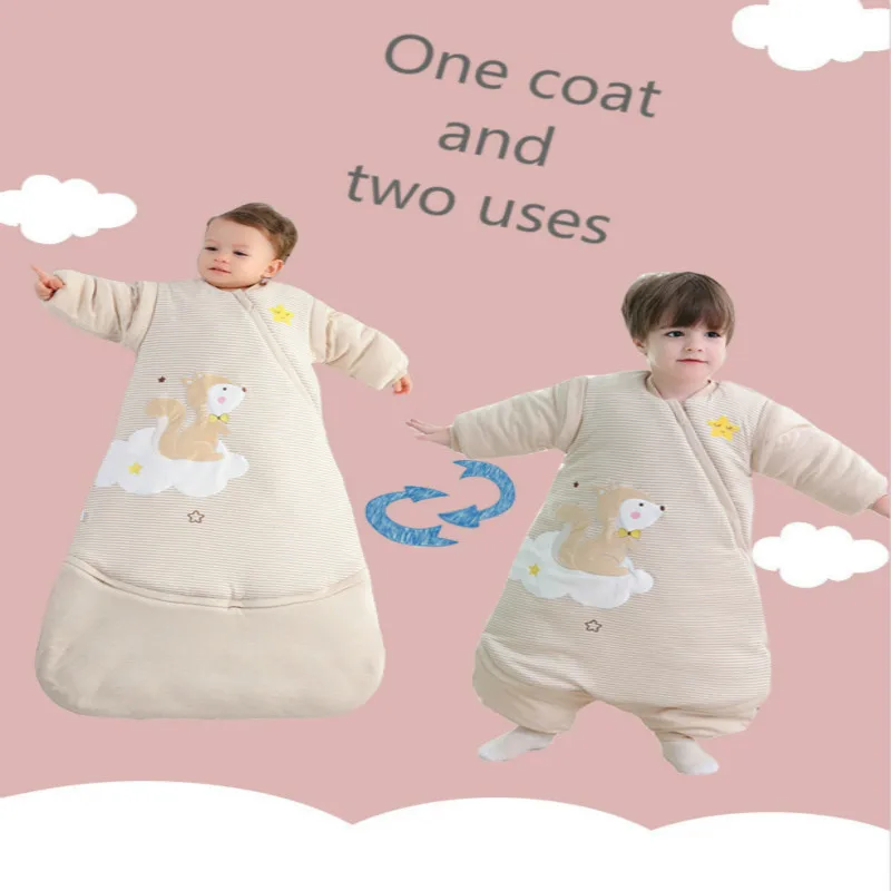 

Thick Cotton Baby Sleeping Bag Detachable Sleeve Multifunction Split Leg BB Envelope Winter Newborns Sleep Sack With Footmuff