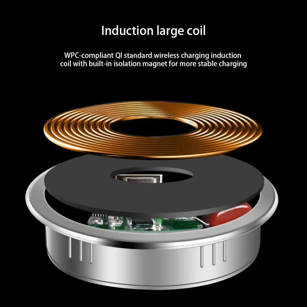 5 W Qi беспроводной зарядный блок водонепроницаемый usb type C встроенный стол Беспроводное зарядное устройство для IPhone 8/X/XS