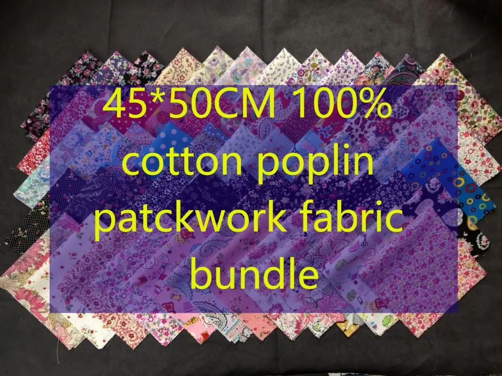 

12pcs 45*50cm cotton poplin printed fabric for DIY sewing quilting patchwork cloth Needlework Handmade Material doll clothing