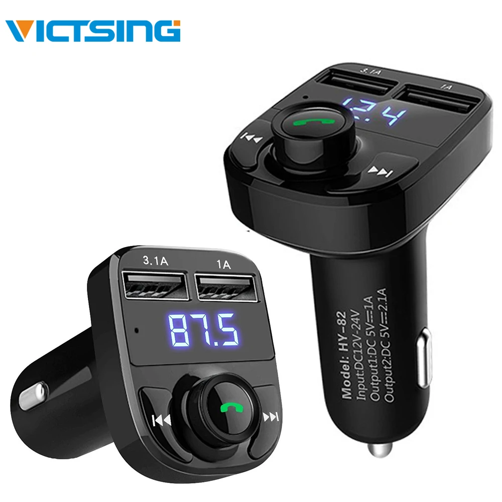 

VicTsing Wireless FM Transmitter Bluetooth Handsfree Car Kit LCD MP3 Player Dual USB Charger Bluetooth Transmitter DC 12-24V