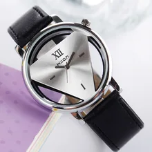 Transparent Triangle Fashion Quartz Watch Women Brand Delicate Hollow Watches Female Leather Band Wristwatch Relogio Feminino brand julius women watches ultra thin leather strap watch band analog display quartz wristwatch luxury watches relogio feminino