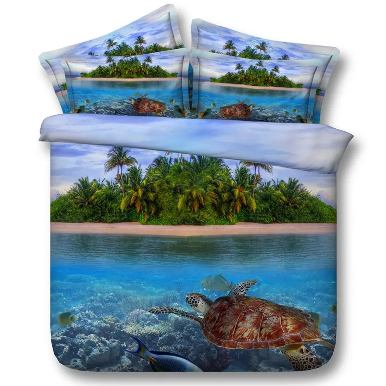 5PCS Turtle Island Comforter Bedding sets duvet cover bed sheet sheets