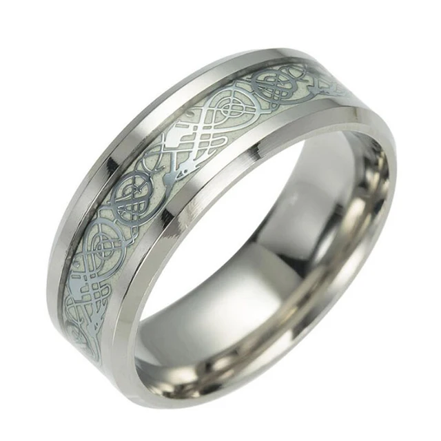 1 Pcs Stainless Steel Luminous Dragon Rings Unisex Accessories Fluorescent Glowing Rings For Men Women Gift