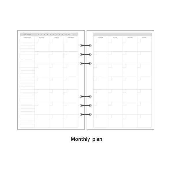 Jianwu A5 A6 простой оснастки войлока ноутбук дневник творческих связующего офисная техника кольцо связующего - Цвет: monthly plan