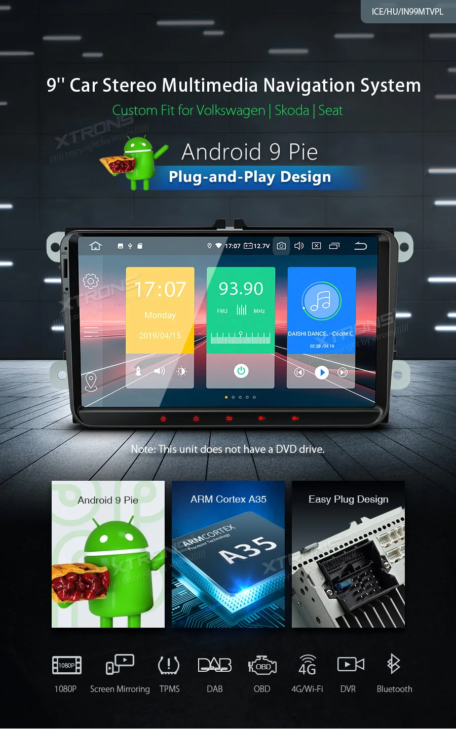 Clearance 9" Android 9.0 Multimedia Car Stereo Radio Player GPS for Volkswagen Golf Passat CC Touran Tiguan Sharan for Skoda for Seat 0