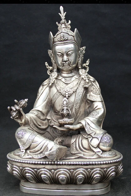 

JP S061 13 " Tibet Tibetan Buddhism silver seat Guru Padmasambhava Rinpoche Statue Discount 35%