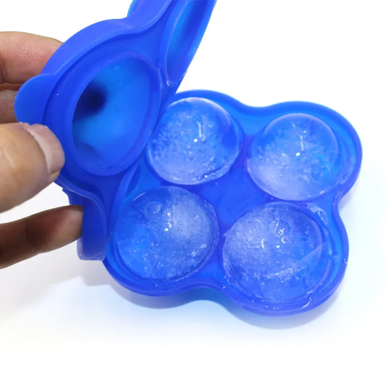 2017 Hot Flexible Silicone Round Ball Ice Cube Mold Tray Desert Sphere Mould 4 Large Sphere DIY