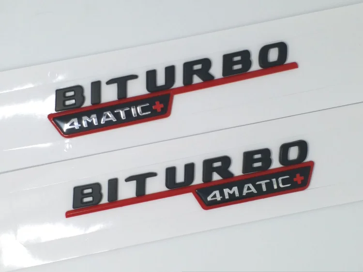 Матовый черный хром Turbo 4matic Biturbo 4matic+ эмблема на КРЫЛО боковой Supercharge логотип для автомобильного стайлинга Стикеры для Mercedes Benz