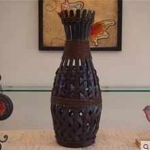 Большая Классическая большая напольная бамбуковая ваза, модная домашняя большая старинная Цветочная напольная ваза для украшения гостиной