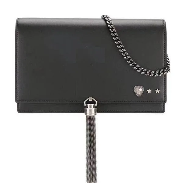 

2019 fashion new ladies messenger bag women's shoulder bag black chain handbag with tassel