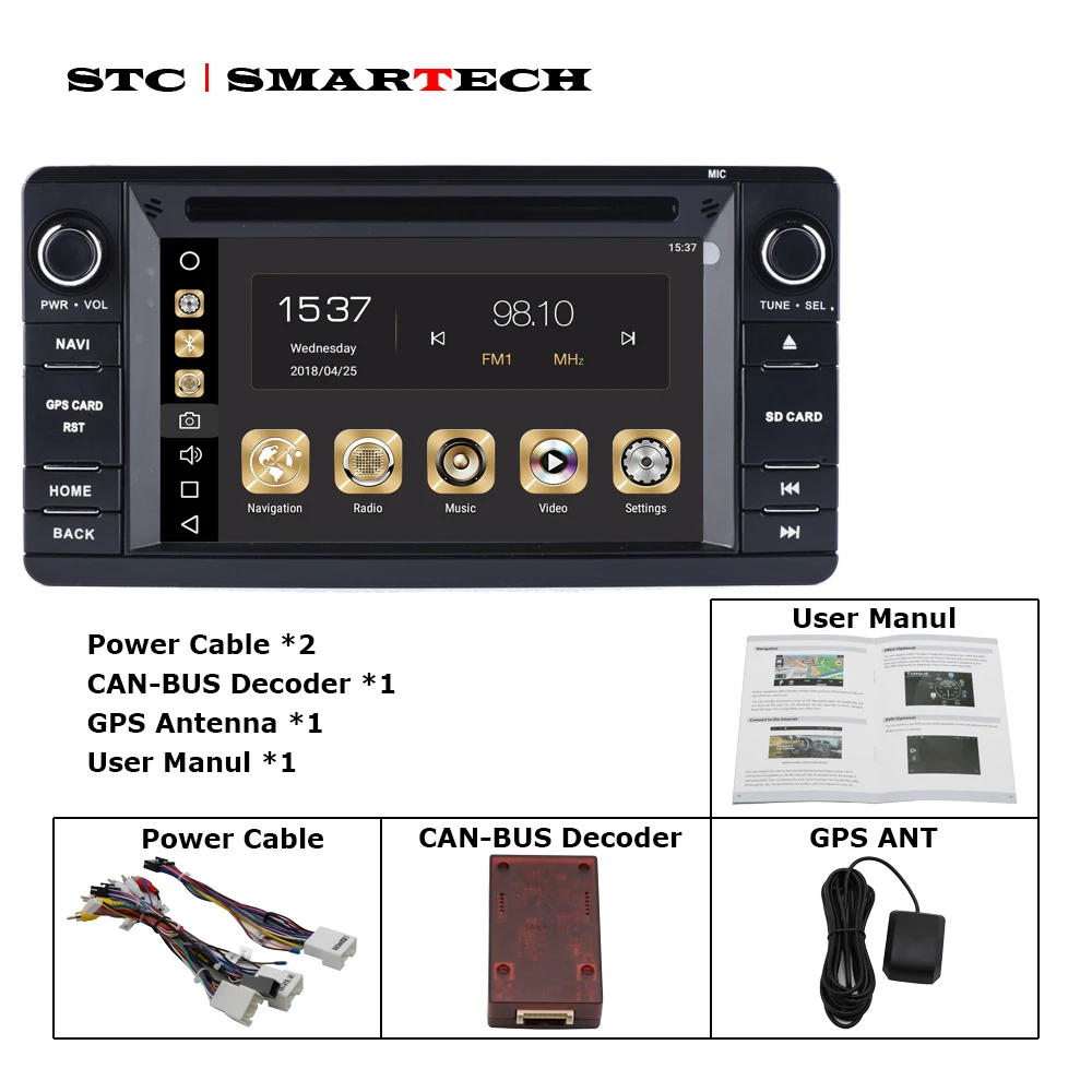 Discount SMARTECH 2din Android 8.0 4GB RAM 32GB ROM car dvd player gps navigation autoradio for MITSUBISHI OUTLANDER with CAN-BUS decoder 1