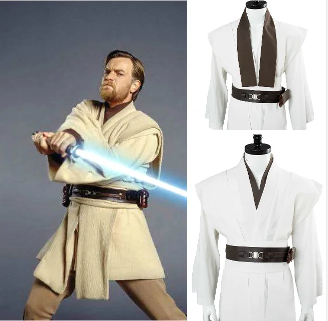 

Star Wars Cosplay Obi Wan Kenobi Costume Jedi Knight Costume White Uniform Outfit Adult Halloween Carnival Costume Men