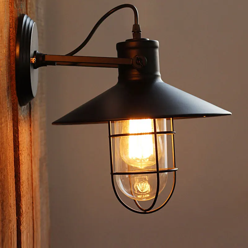 

front door wall lamps iron cage wall sconces industry wind bar restaurant living room aisle pub club bedroom cafe light bra