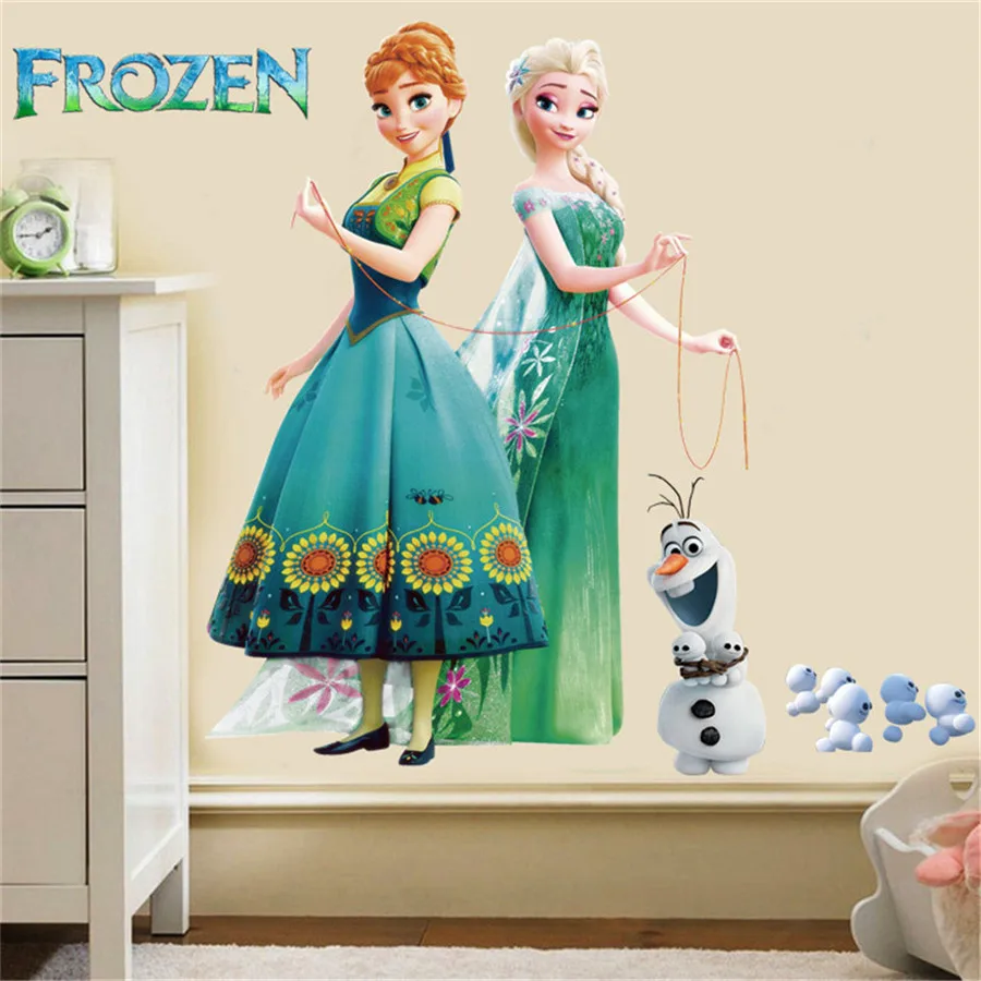 

Princess Elsa Anna Fashion Cartoon wall stickers girl Children room background decor stickers removable kids bedroom movie post