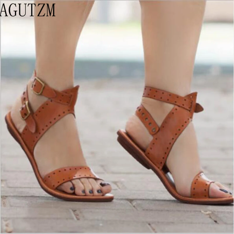 

Women Sandals Retro Flats Sandals For Women Summer Shoes 2018 New Women Open Toe Beach Shoes Female Casual Sandalias V16