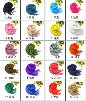 

2013 new arrive ladies Linen scarf pure color tassels long scarves 180*60cm 10pcs/lot