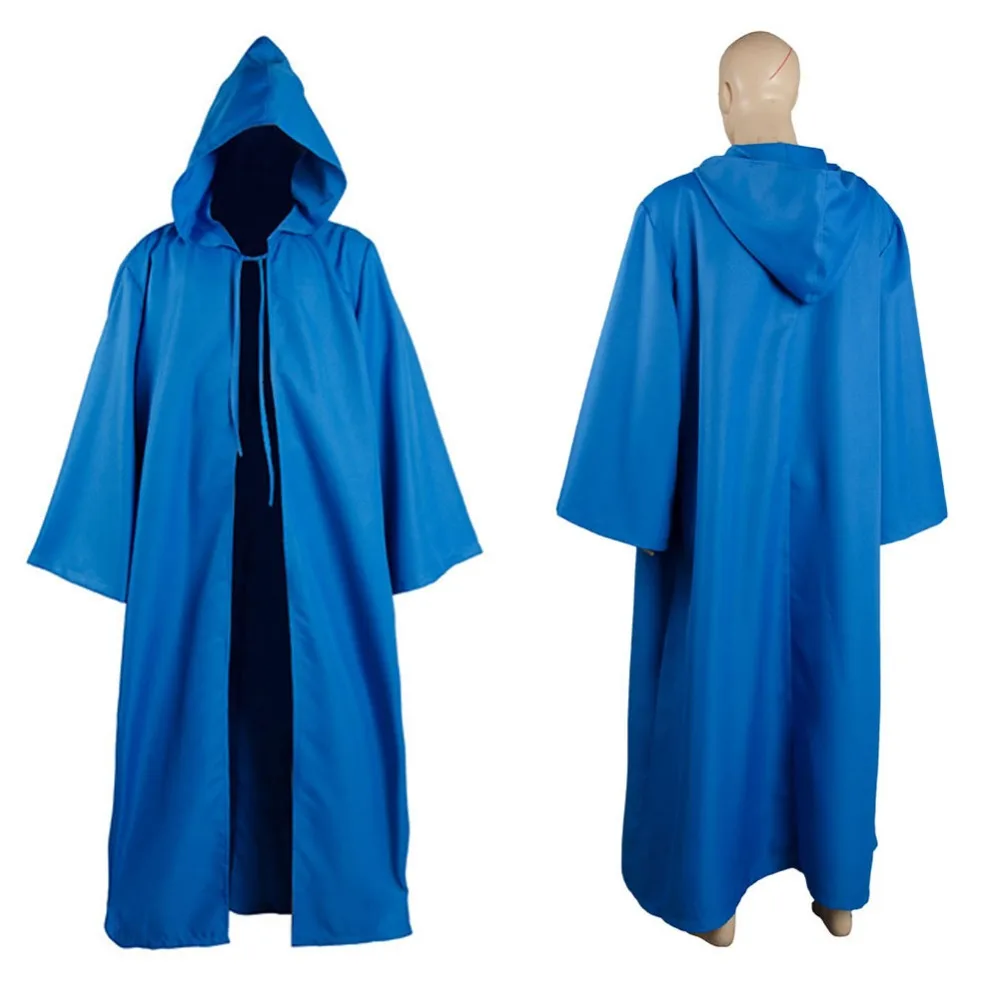 

New Star Wars Jedi Sith tunic/Hooded Costume Blue/Red/White/Green Robe Cloak Set Cape Hoodie Halloween Carnival for adult men