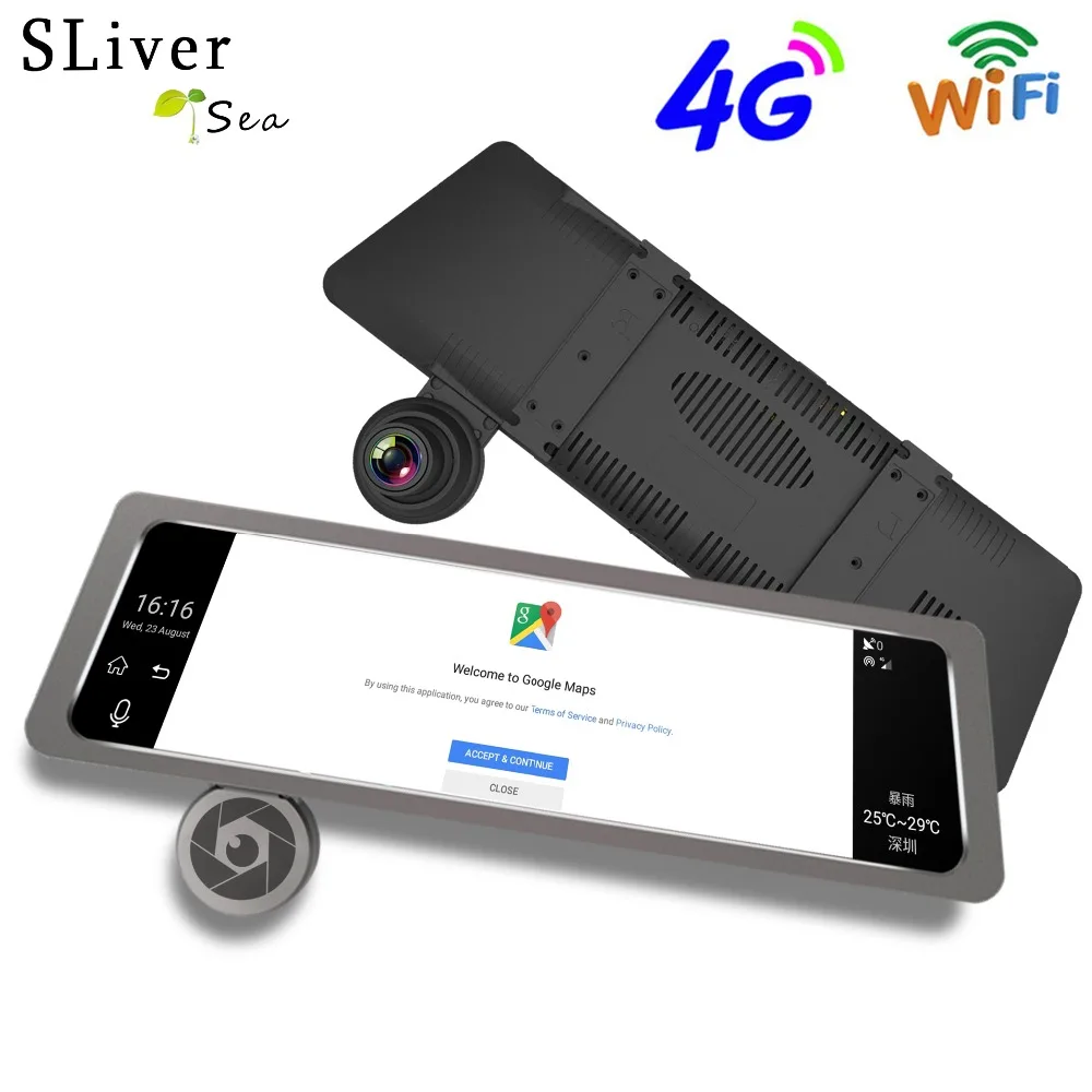 4G 10\ IPS Touch Screen Dual Lens Car DVR Camera Auto Bluetooth FM Rearview Mirror Video Recorder GPS Android Navigation #B1192