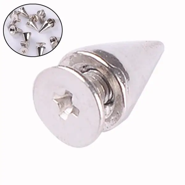 

Cheap+49%off 20pcs/lot trendy 10mm silvery spots cone screw metal studs rivet bullet spikes ES2185