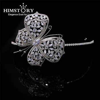 

Himstory Top Grade Butterfly Designs AAA Cubic Zircon Tiaras Crown Girls Noble CZ Hairband Wedding Party Prom Hair Accessories