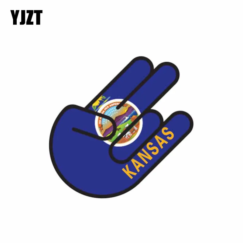 YJZT 10,6 см * 16,1 см забавные Канзас флаг автомобиля Стикеры окна Светоотражающая наклейка 6-1077