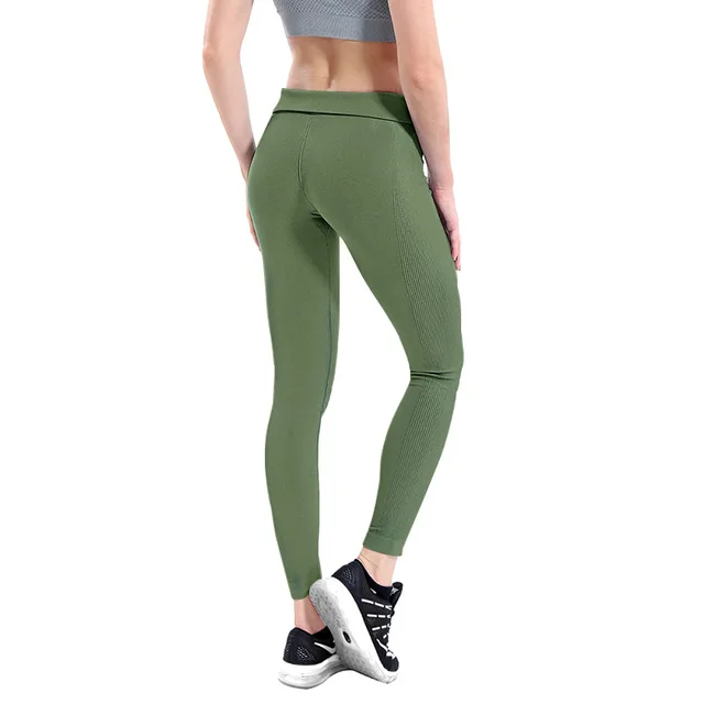 Женские эластичные леггинсы для фитнеса, спортзала, штаны для йоги, тонкие колготки для бега, спортивная одежда, спортивные штаны, брюки, бесшовная одежда - Цвет: Green