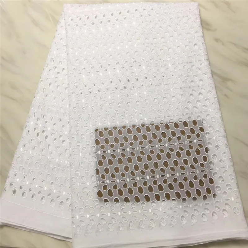 

African swiss voile lace 100% Cotton swiss voile lace white color african lace fabric for wedding bride 5yards per lot