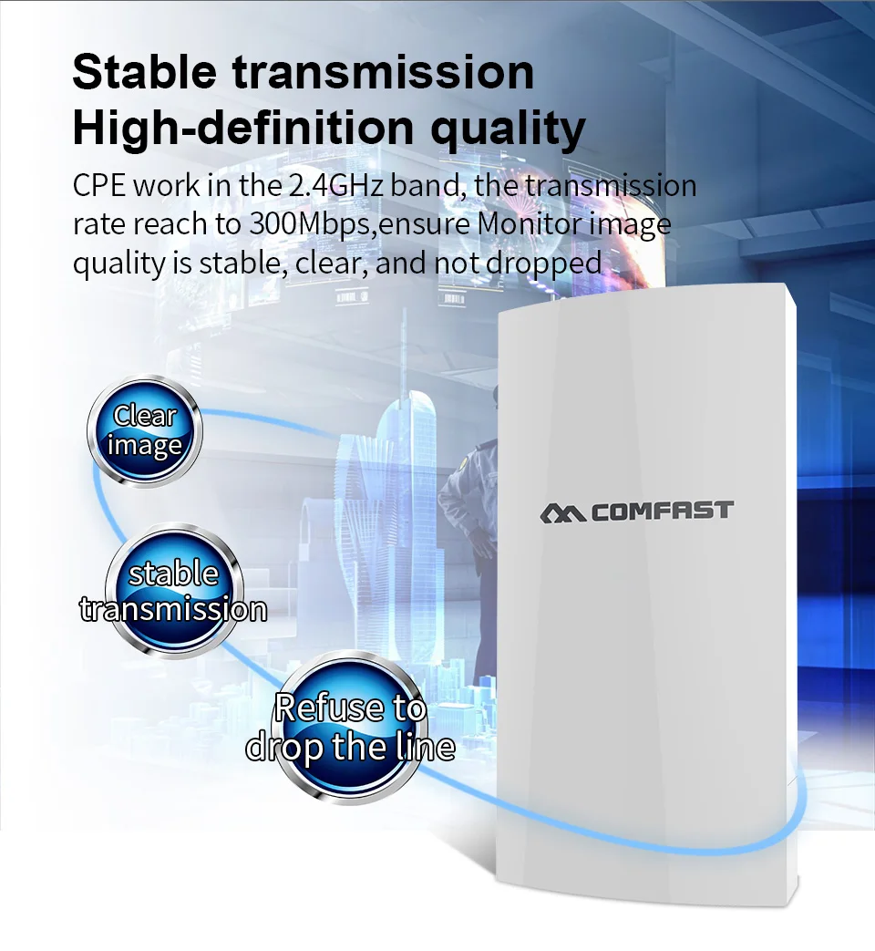

Long Range Access Points 2.4G Outdoor CPE Wireless WIFI Repeater WIFI Extender 802.11b/g/n 300Mbps AP Bridge Client Router
