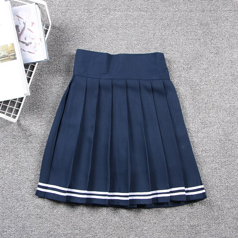 Японская Милая плиссированная юбка для косплея, школьная форма Harajuku, однотонная мини-юбка с высокой эластичной талией и шортами, Saias Femininas - Цвет: 2Lan