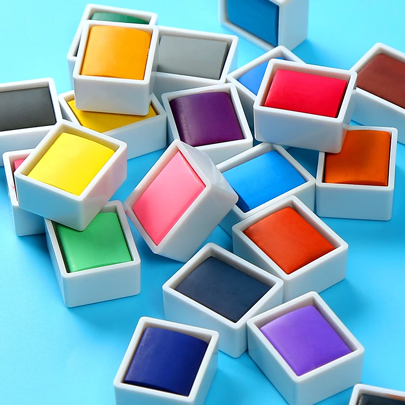 Billige 48 farben Wasser Feste Farbe Malen Set Metall Eisen Box Aquarell Malerei Pigment Tasche Set Für Zeichnung Kunst Liefert