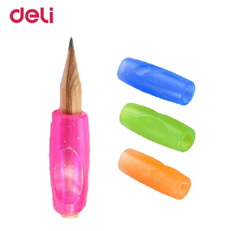 

Deli quality 4color pen grip set for school kid to write correctly office stationery supply soft correct pencil loop topper gift