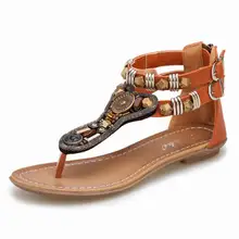 Free Shipping 2017 Summer New Women Shoes Sandals Roman Flat Sandals Flip Retro Female Zipper Low-Heeled Sandals