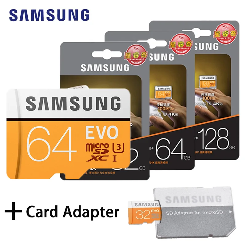 SAMSUNG 100Mb/s Micro SD Card 256GB 128GB 64GB 32GB 16GB 8GB Class10 U3