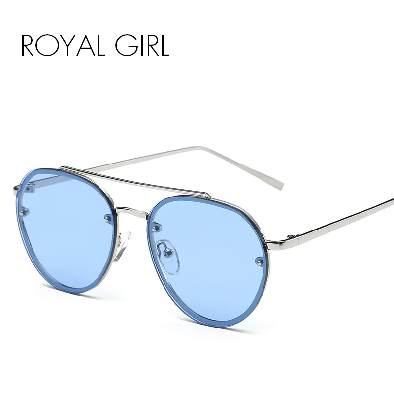 ROYAL GIRL брендовые дизайнерские Круглые Солнцезащитные очки женские Металлические