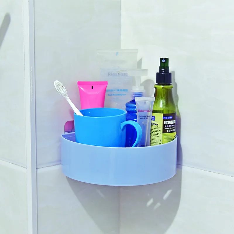 

Bathroom Storage Plastic Super Suction Seamless Stickers Triangular Structure Rack Toiletry Shelf Storage Shelf