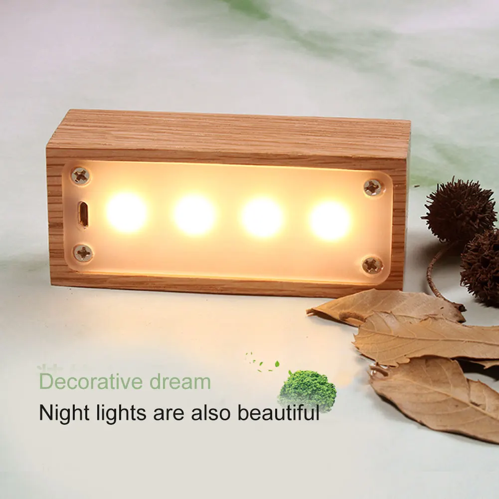 

New LED Wooden Night Light USB Charging Touches Control Desk Table Light #3