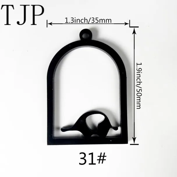 TJP 3 шт./партия, Сова, кролик, улитка, замок, ангел, акриловая рамка, подвеска, Золотой шарм, установка кабошона, установка, УФ смола, Шарм - Цвет: 31