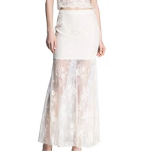 Модная кружевная юбка длиной до щиколотки для женщин, летняя Стильная черная женская элегантная юбка с высокой талией, большие размеры H197